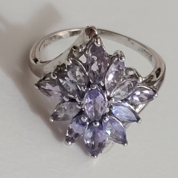 925 tourmaline stauer sterling silver cluster ring lavender purple sz 6 estate - Picture 15 of 16